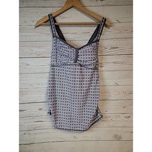 Ocean Lily Maternity Size Medium Tankini Swim Top Grey White Built In‎ Bra